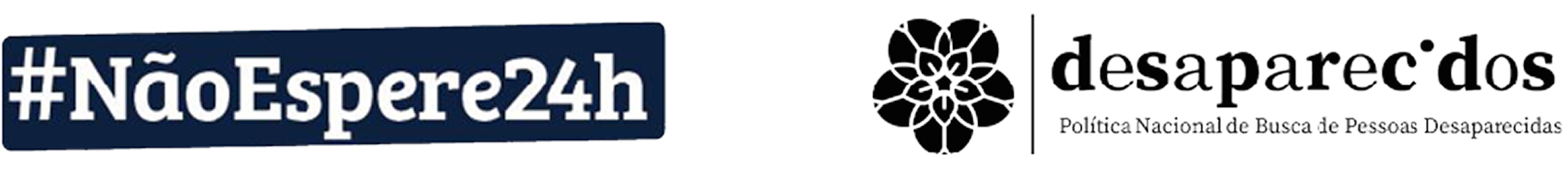 Logos das campanhas #NãoEspere24h e Desaparecidos